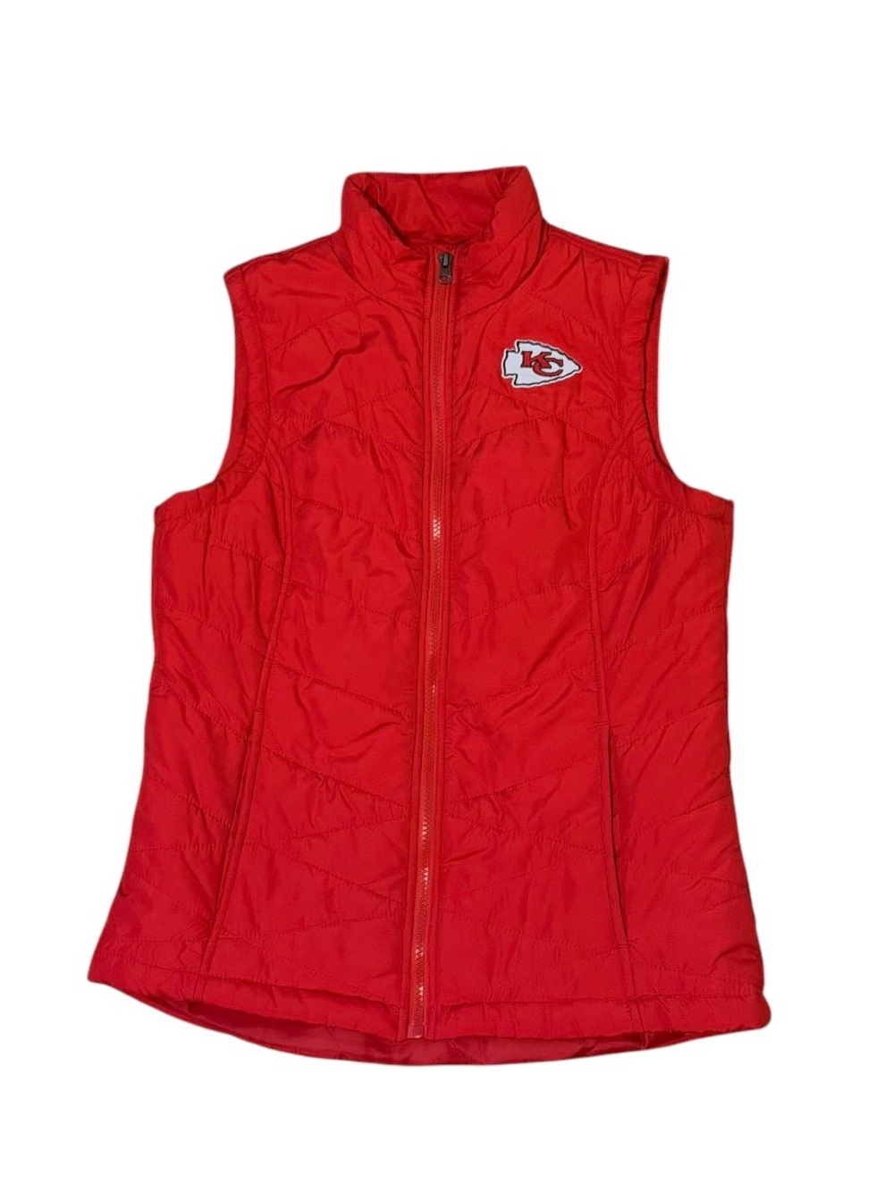NFL TEAM APPAREL Chiefs Puffer Vest Red Women’s Size Small Chiefs detail on back